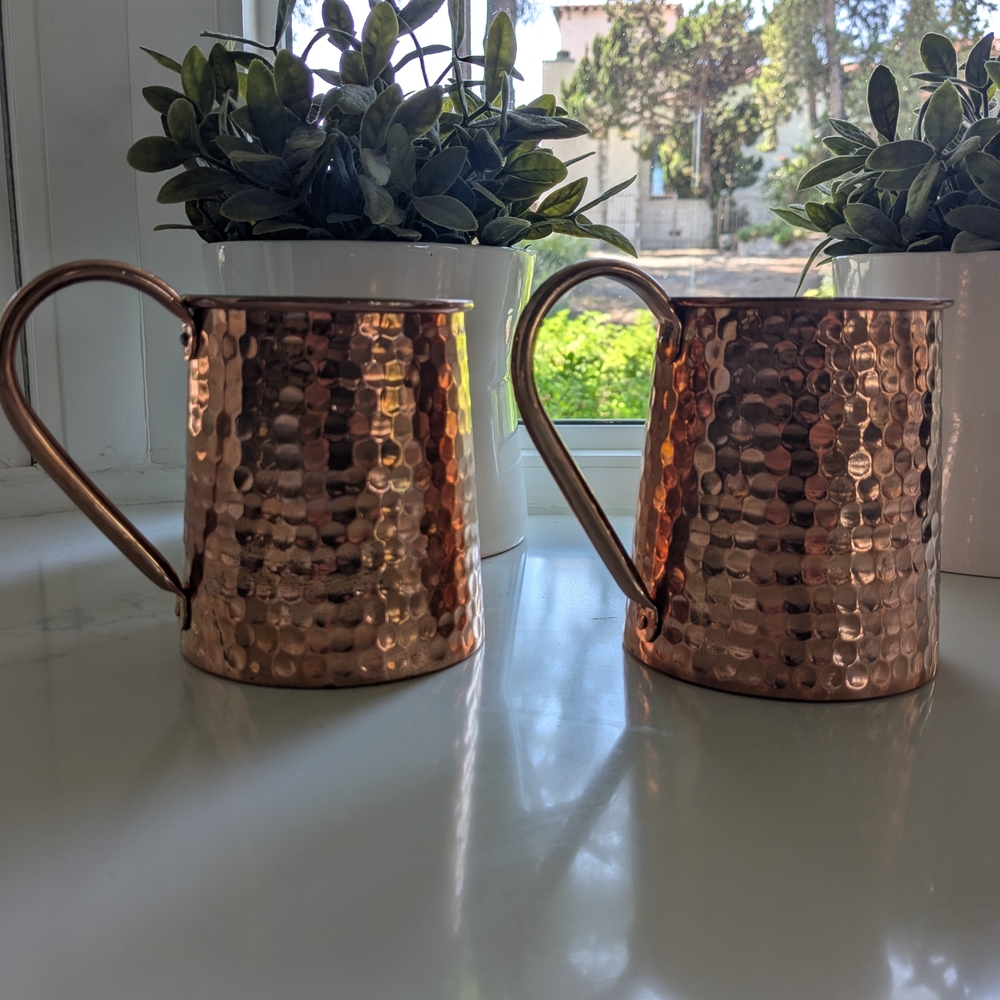 Williams Sonoma Hammered Copper Mugs Set